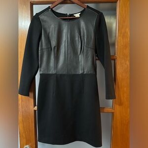 Little black dress with leather